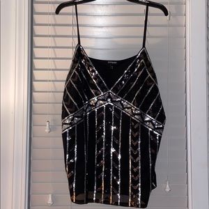 Express Black Sequin Tank Top XL